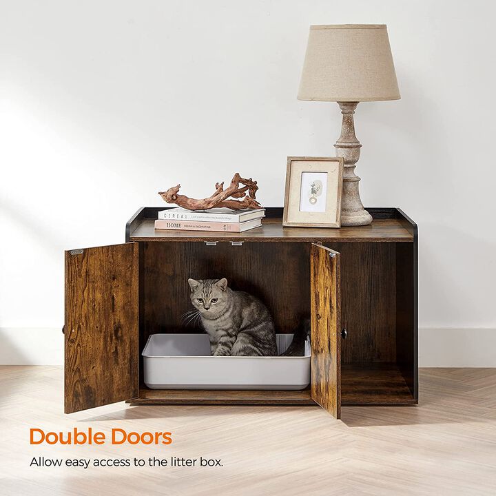 BreeBe Brown & Black Cat Litter Box Cabinet