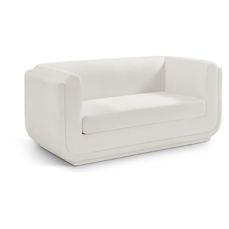 Meridian Furniture Kimora Cream Linen Textured Fabric Loveseat