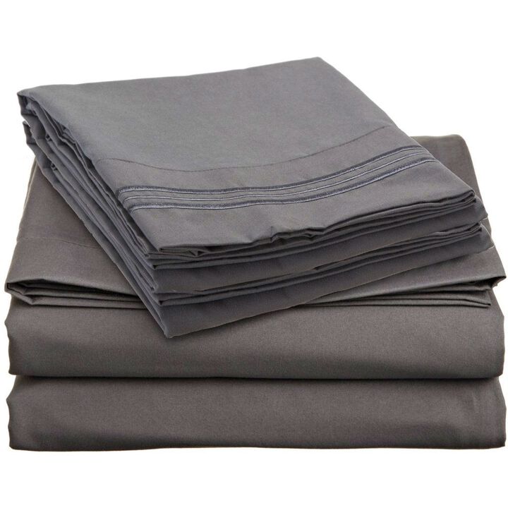 Ultra-Soft Microfiber Sheets – 4-Piece Bedding Set in Charcoal Stone