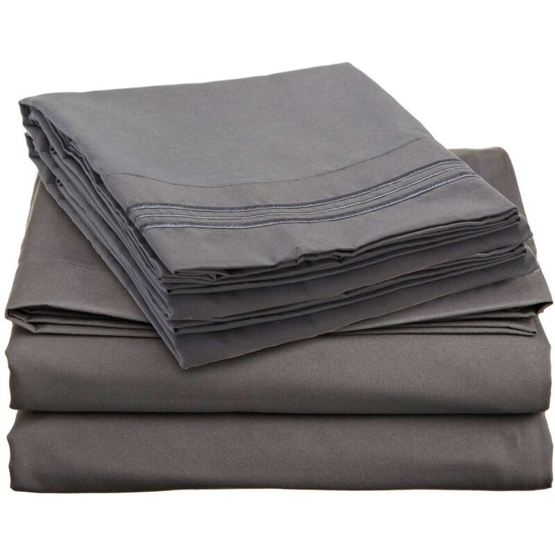 Ultra-Soft Microfiber Sheets – 4-Piece Bedding Set in Charcoal Stone