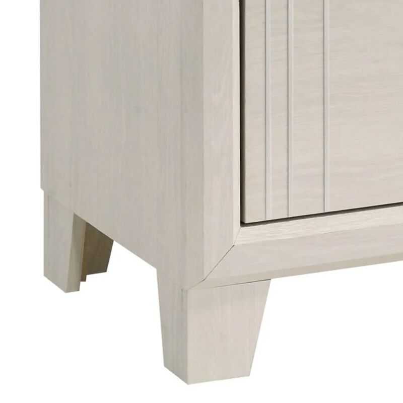Charie Tall Dresser Chest with 4 Drawers, Tapered Feet, White Wood