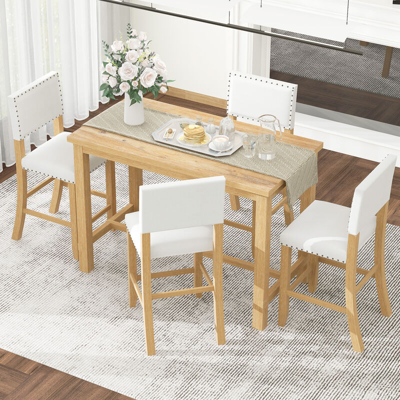 Whisen 5-Piece Counter Height Dining Set with Classic Elegant Table and 4 Chairs - Espresso