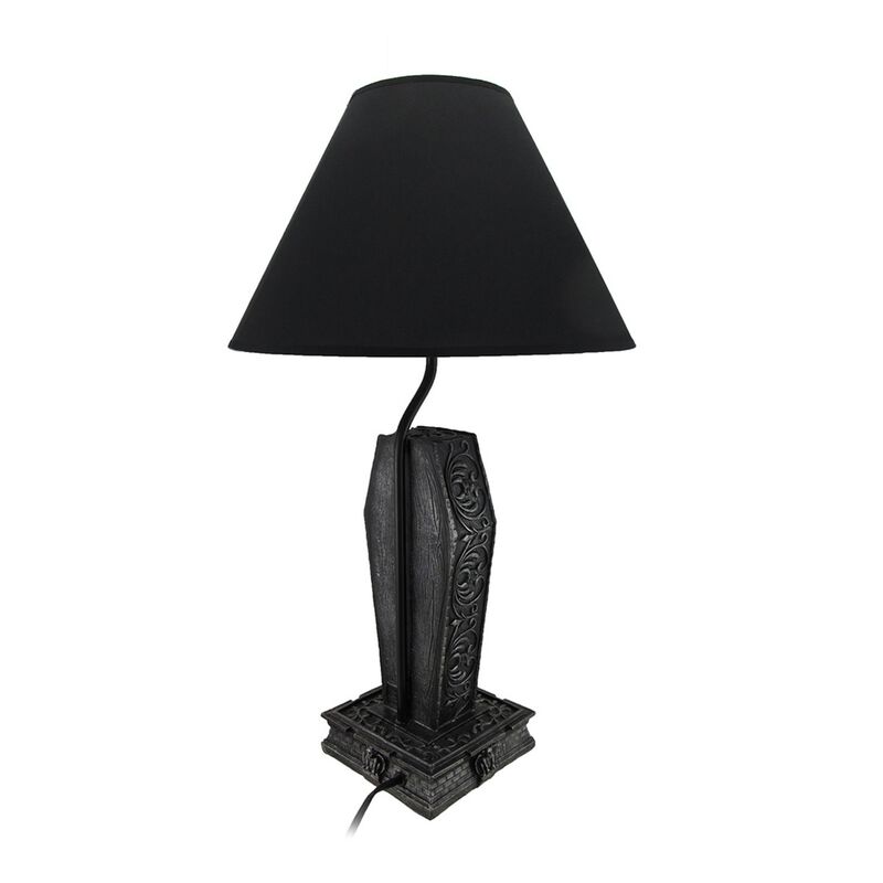Dark Dawning Vampire In The Coffin Black Table Lamp And Fabric Shade image number 3