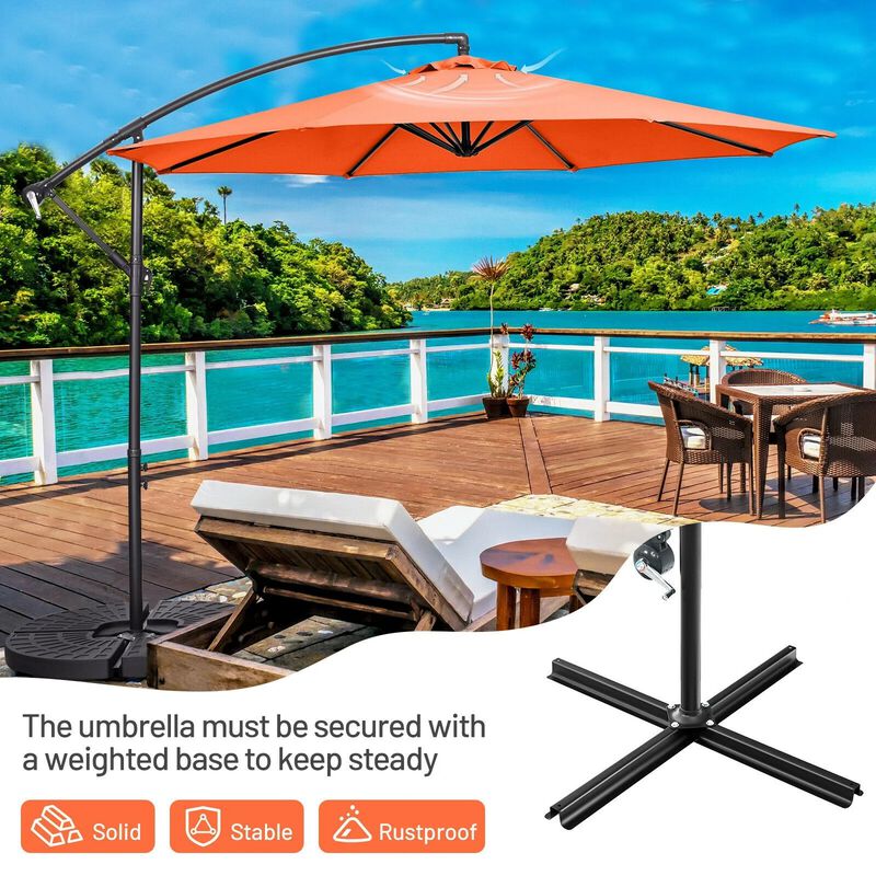 Mondawe 10 Feet Offset Umbrella with 8 Ribs Cantilever and Cross Base