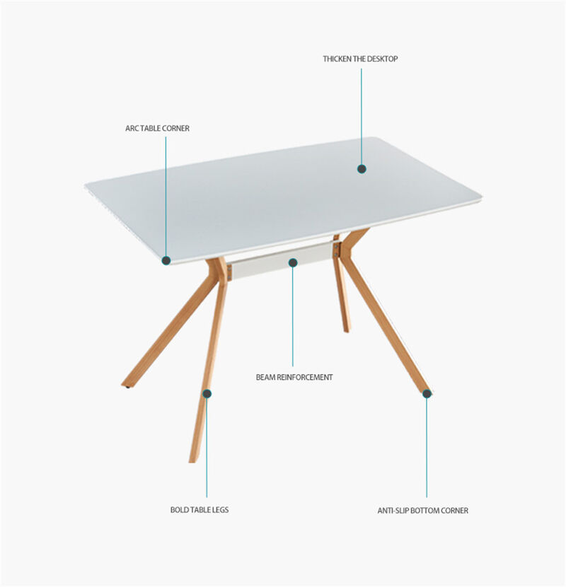 Hivvago Modern Minimalist StyleDining Table AntiScratch Top with Leveled Metal Legs