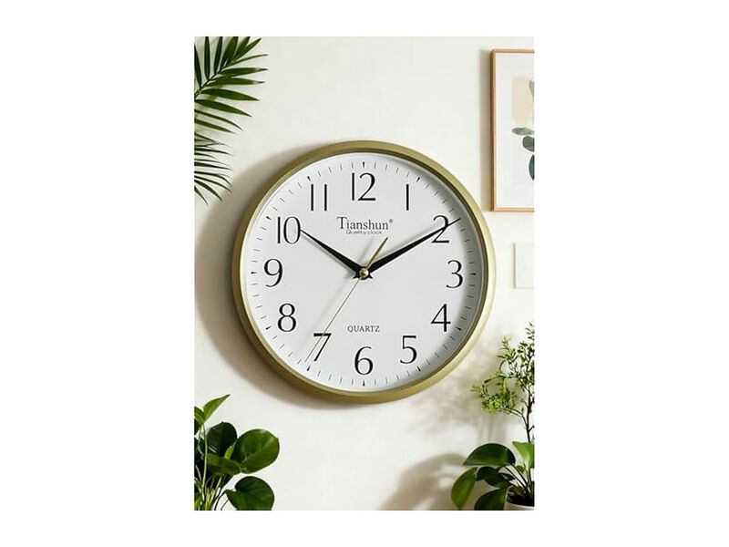Gold Wall Clock 10 Inch Silent Non Ticking Easy Read Modern Battery Operated image number 1