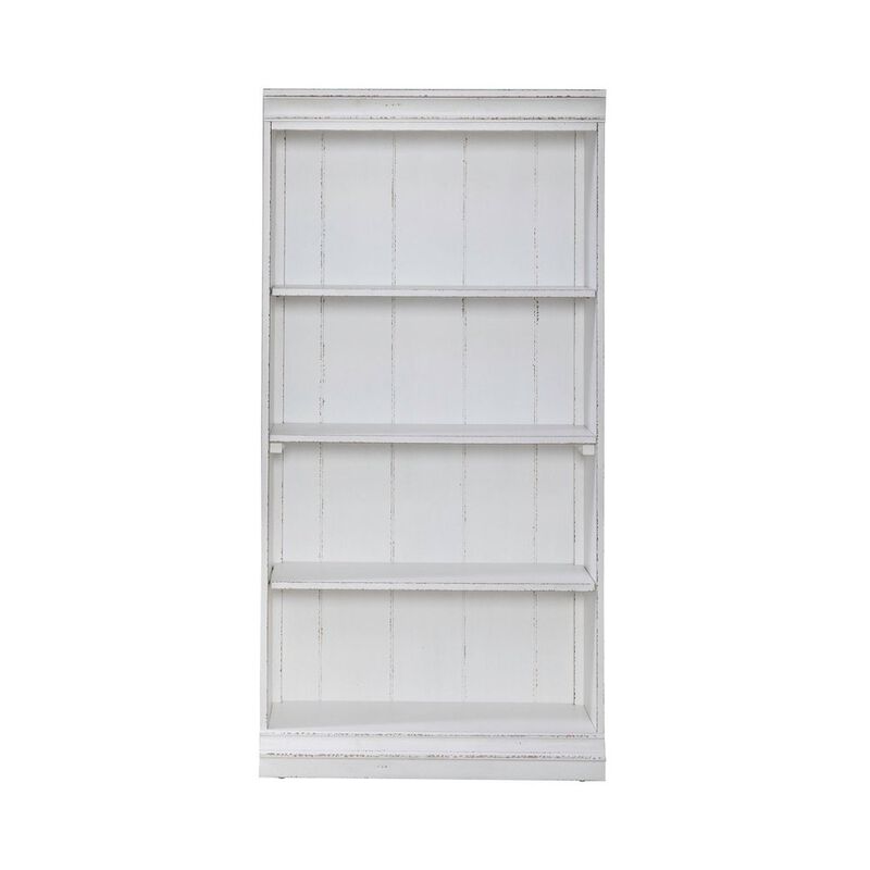Liberty Furniture Magnolia Manor 60 Inch Bookcase Office Storage  - Antique White & Weathered Bark image number 0