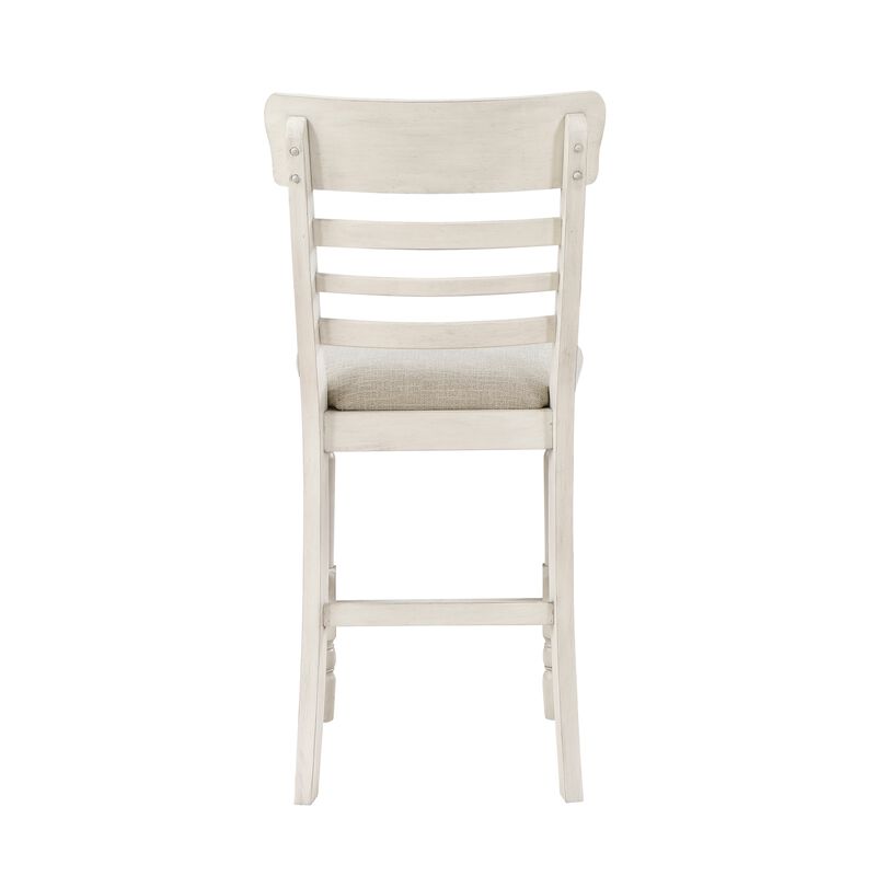 Will 26 Inch Counter Height Chair, Gray Polyester Upholstery, White, Set of 2 image number 3