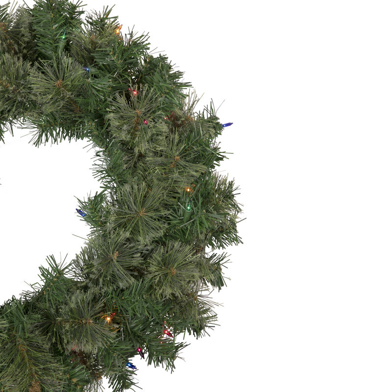 Pre-Lit Oregon Cashmere Pine Artificial Christmas Wreath  24-Inch  Multi Lights