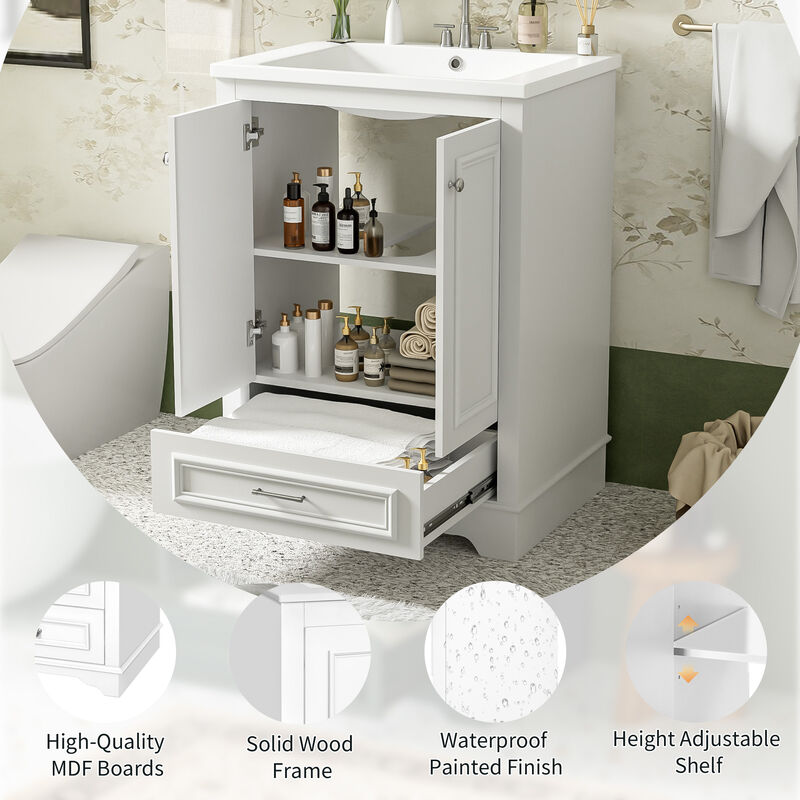 24''  Modern Freestanding Bathroom Vanity with Sink Combo