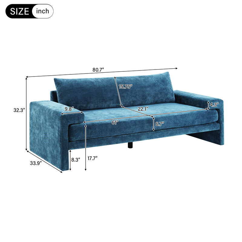 Merax Oversized Deep Seat Chenille 3-Seater Sofa with Wide Padded Armrests image number 3