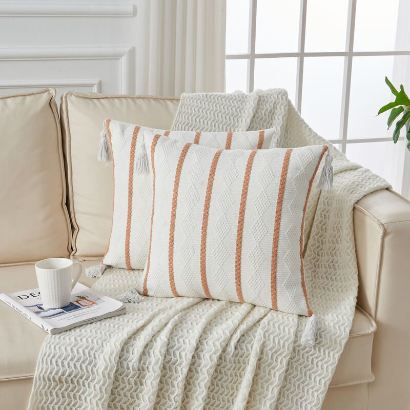 Boho Woven Decorative Throw Pillow Cover.