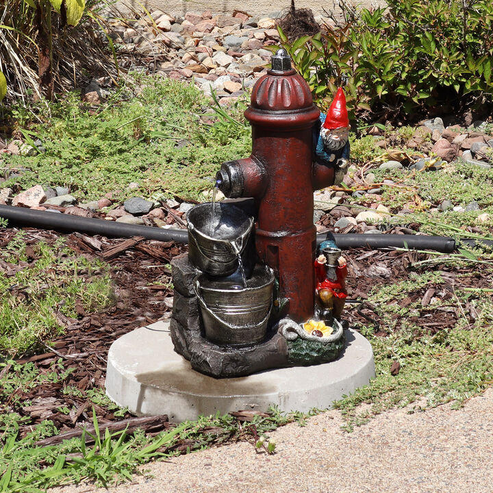 Sunnydaze Electric Fire Hydrant Gnome Water Fountain with LED Light - 16 in
