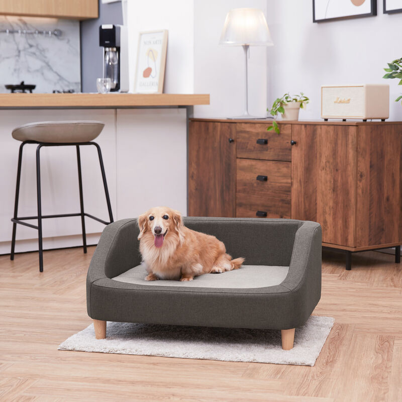 Bennett Linen Sofa Dog Bed for Small and Medium Dogs, Gray image number 1
