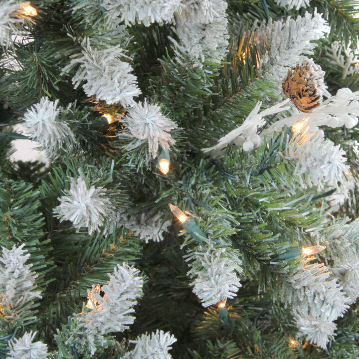 6.5' Pre-Lit Medium Frosted Sierra Fir Artificial Christmas Tree - Clear Lights