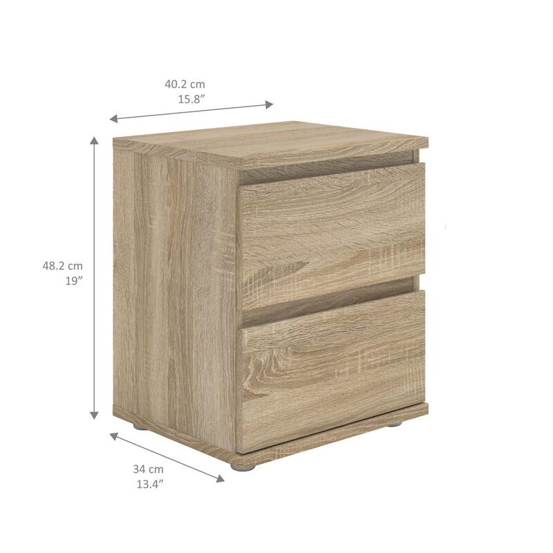 Furnifact Brown 2-Drawer Nightstand - Short Low Nightstand For Closet With Ample Storage