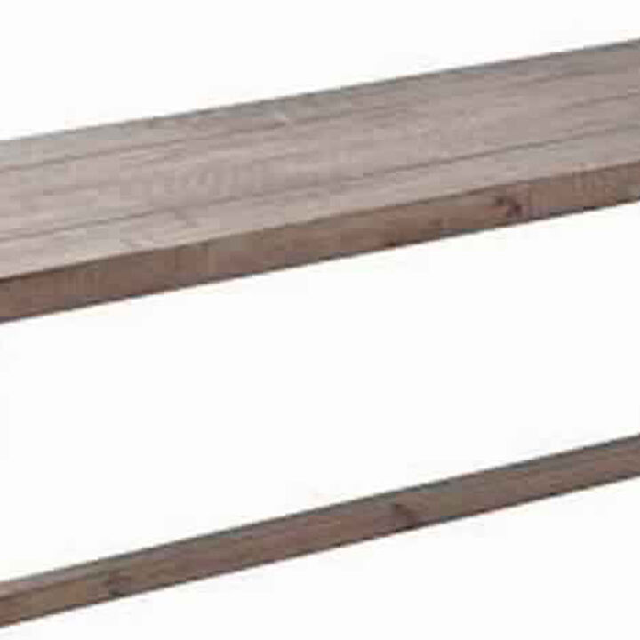 Farmhouse Wooden Dining Bench with Grain Details and Plank Top, Brown-Benzara