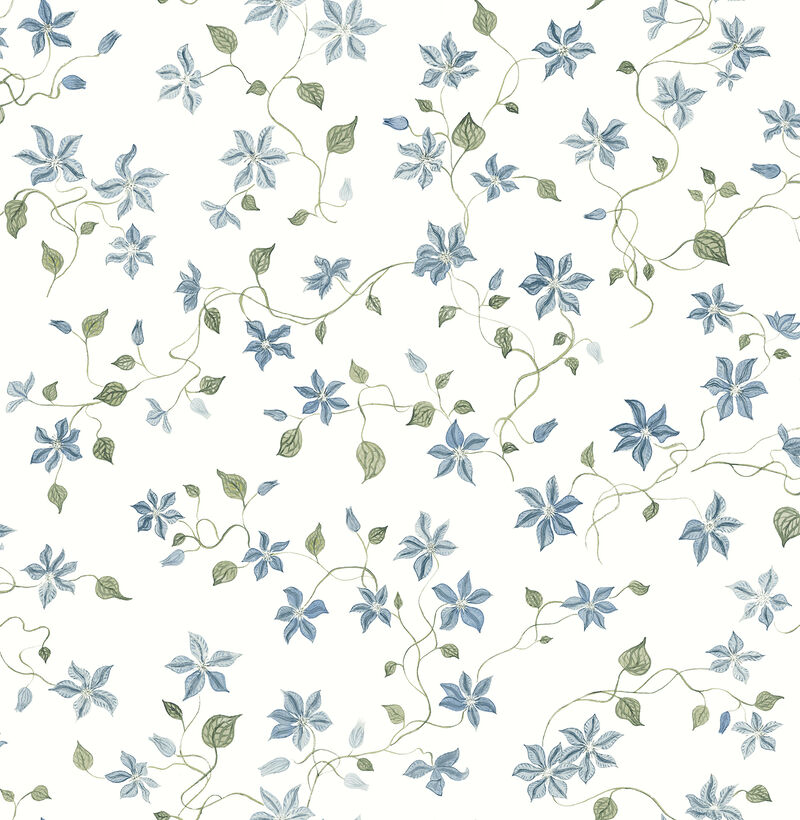 Betsy Blue Heather Floral Trail Wallpaper image number 0