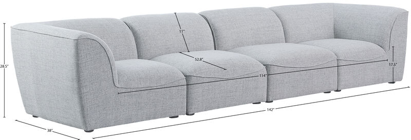 Meridian Furniture Miramar Grey Durable Linen Textured Modular Sofa image number 8