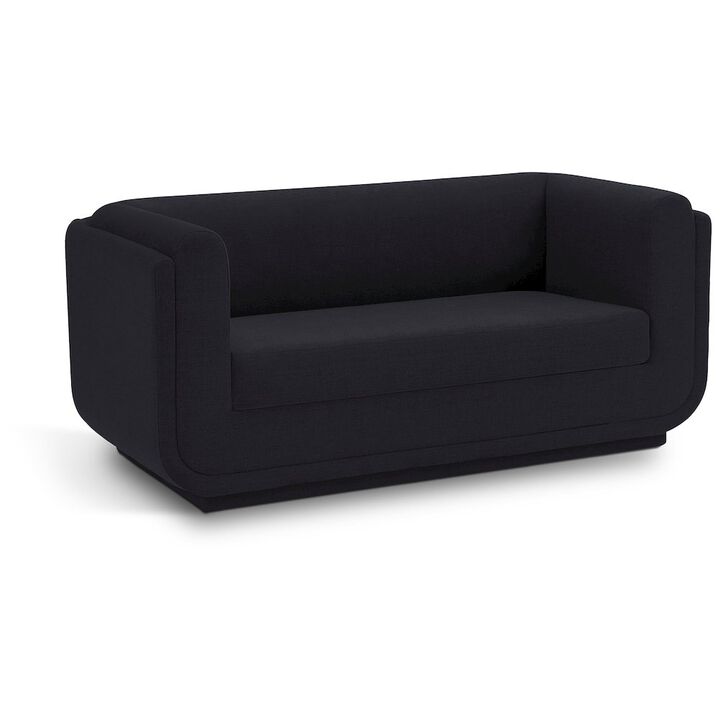 Meridian Furniture Kimora Black Linen Textured Fabric Loveseat