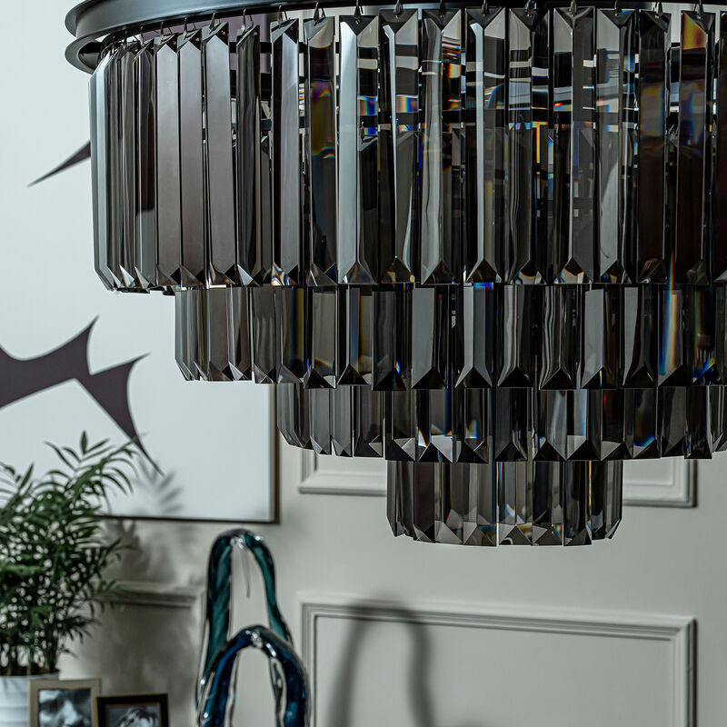 Modern 4-Tier Round Crystal Fringe Chandelier image number 4