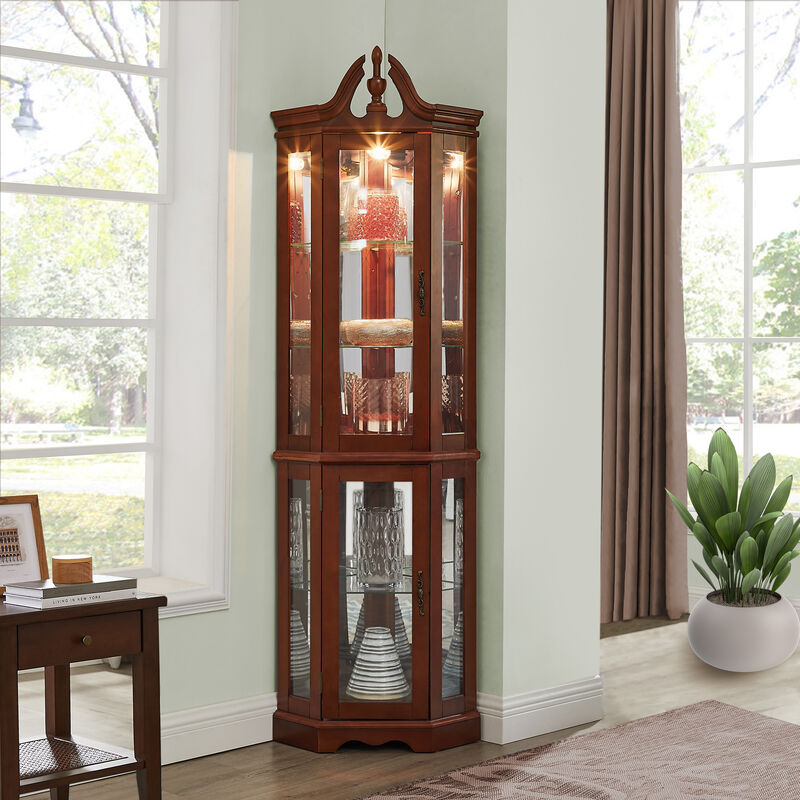 Siphup Corner Curio Cabinet with Lights image number 2