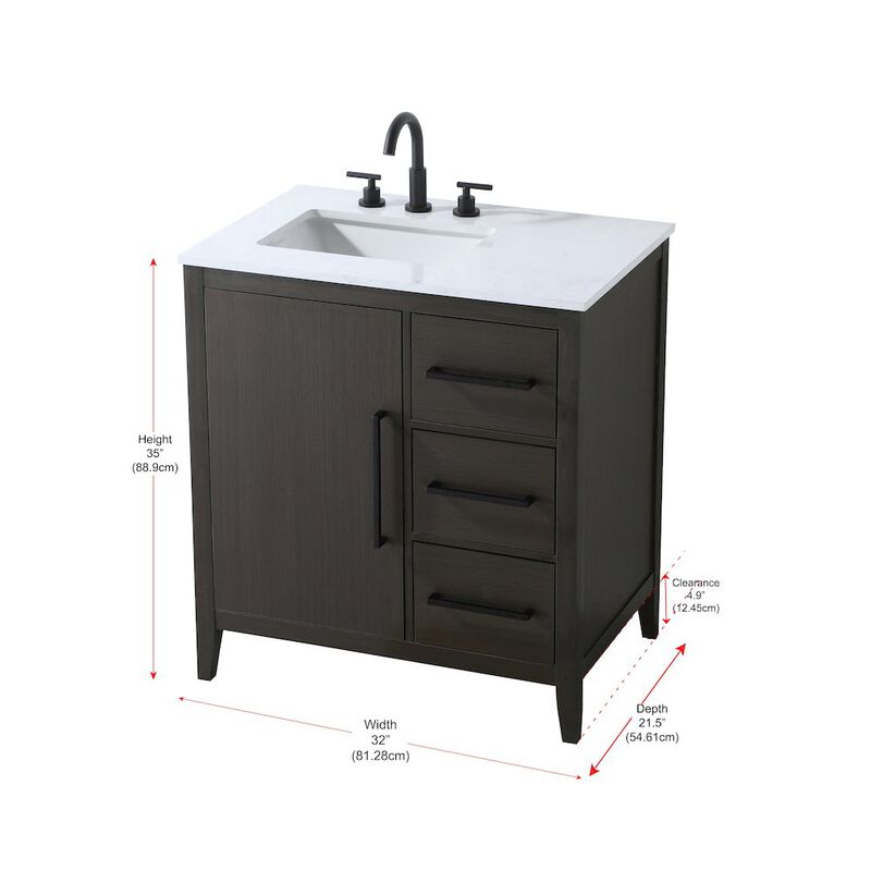 Elegant Kitchen and Bath 32 Inch Single Bathroom Vanity In Mocha Brown