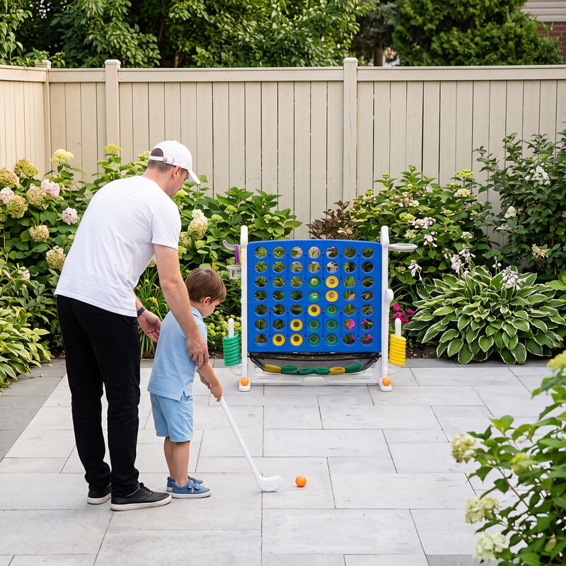 Portable 4 in 1 Row Connect Game with Mesh Net and Adjustable Height image number 3