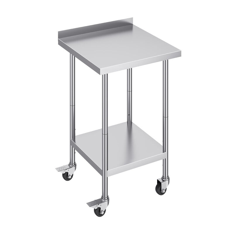 Commercial Stainless Steel Food Prep Table with Rolling Casters, Adjustable Height Utility Workbench-Silver image number 3