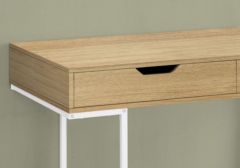 Monarch Specialties I 7569 Computer Desk, Home Office, Laptop, Storage Drawers, 48" L, Work, Metal, Laminate, Natural, White, Contemporary, Modern image number 2