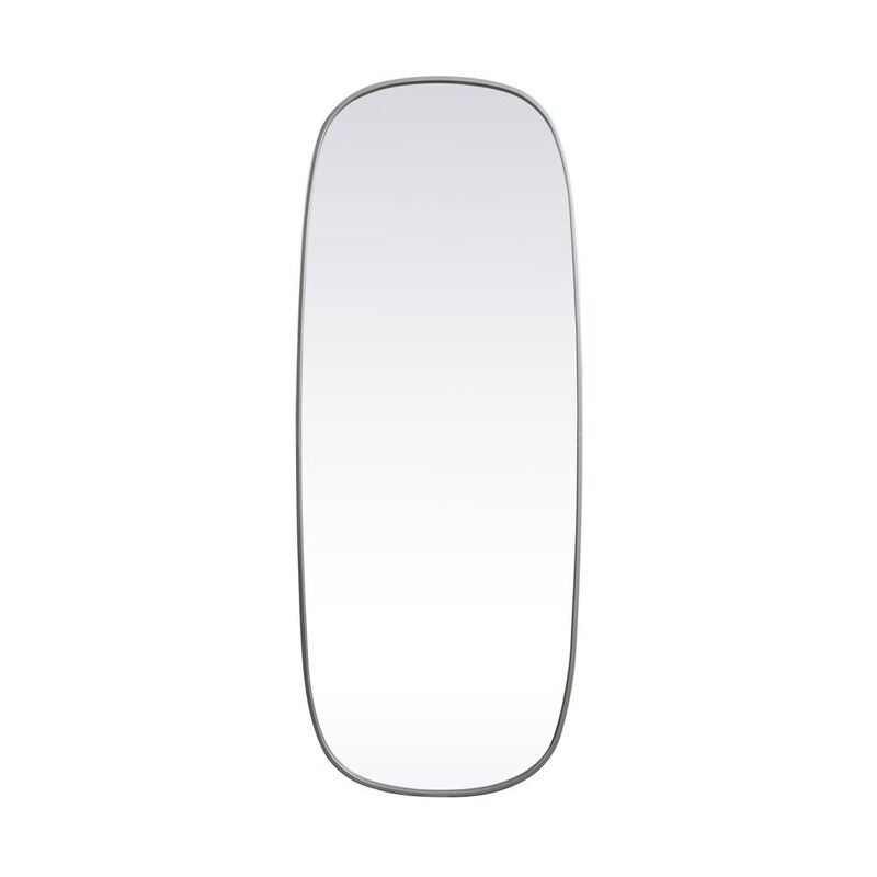 Elegant Decor Metal Frame Oval Mirror 24x60 Inch in Silver