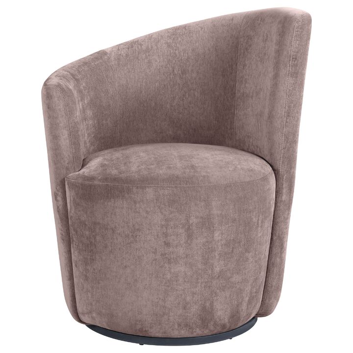 Gecy Swivel Accent Chair, Mauve Pink Velvet Upholstery, Curved Back