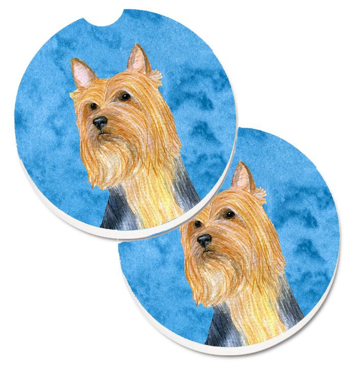 Caroline's Treasures Blue Silky Terrier Set of 2 Cup Holder Car Coasters LH9361BUCARC, 2.56, Multicolor