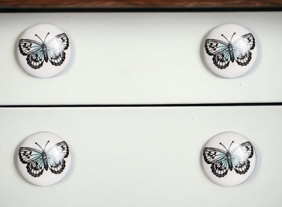 HomeRoots Set of Eight Black And White Ceramic And Metal Drawer Pull Knobs