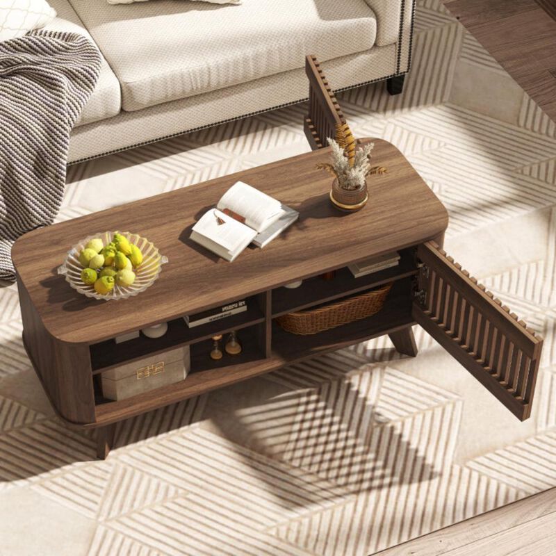 Hivvago Rectangular Coffee Table with Storage and Adjustable Shelves