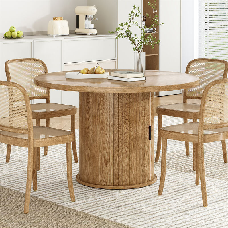 43" Round Wood Dining Table for 4 People image number 2