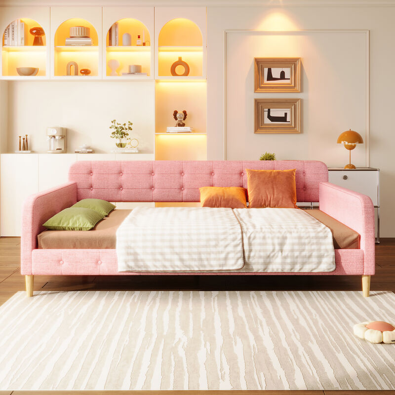 Merax Twin Size Upholstered Daybed with 4 Support Legs image number 3