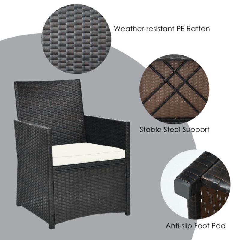 Hivvago 3 Pieces Patio Rattan Furniture Set with Cushion and Sofa Armrest