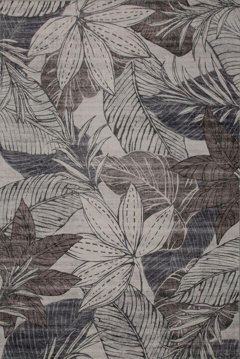 HomeRoots 7' X 10' Gray and Brown Floral Distressed Area Rug