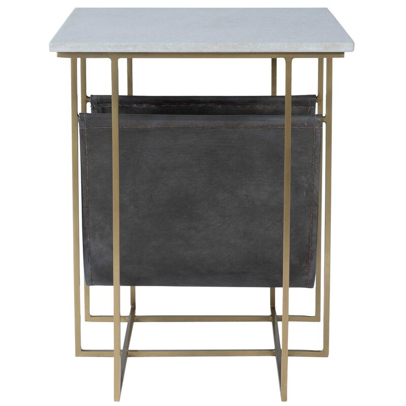 Butler Specialty Stephanik Marble & Leather Magazine Side Table, Off-White