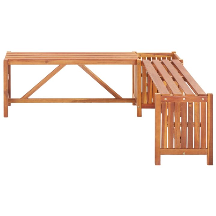 vidaXL Solid Acacia Wood Patio Corner Bench with Planter - Weather-Resistant Outdoor Seating - Versatile Garden and Deck Furniture with Planter Box - 46"x46"x15.7"