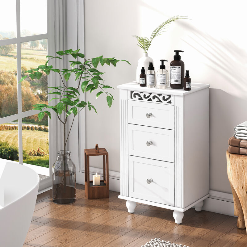 Costway Bathroom Floor Cabinet Chest Storage Organizer Shelf Wood Kitchen Collection