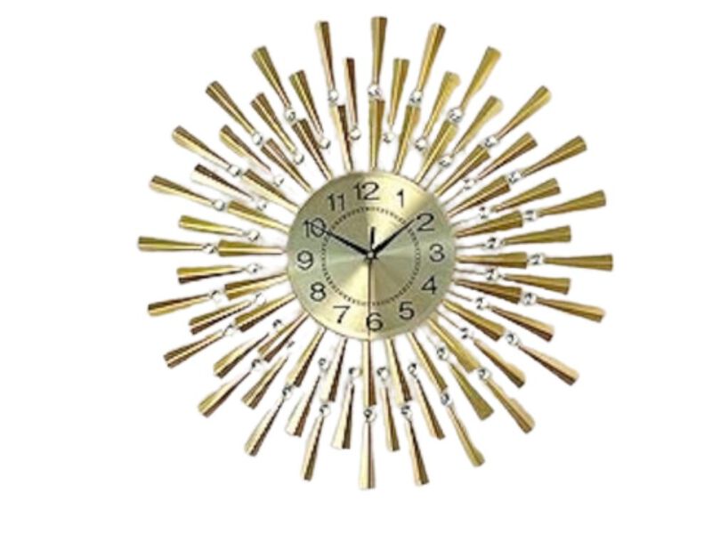 Gold Retro Crystal House Wall Clock 24 Inch Silent Non Ticking Modern image number 0