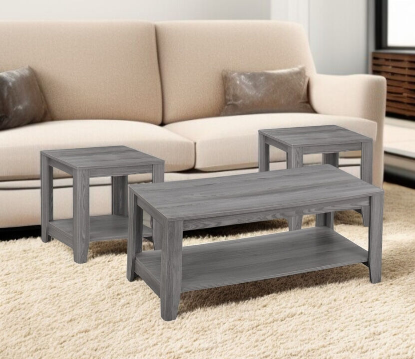 Set of Three Coffee Tables with Storage Shelf for Living Room and Lounge Spaces