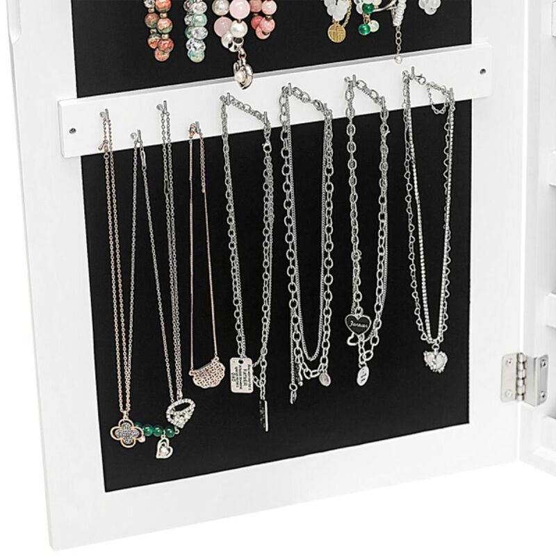 Wall-Mounted Jewelry Cabinet with Lock, PVC Film Finish & Fitting Mirror