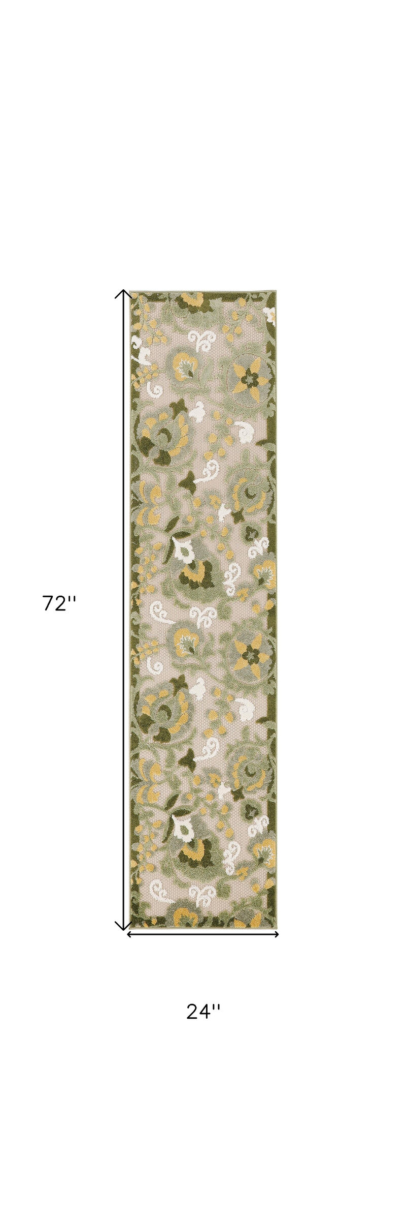 HomeRoots 6' Ivory And Green Floral Indoor Outdoor Runner Rug image number 6