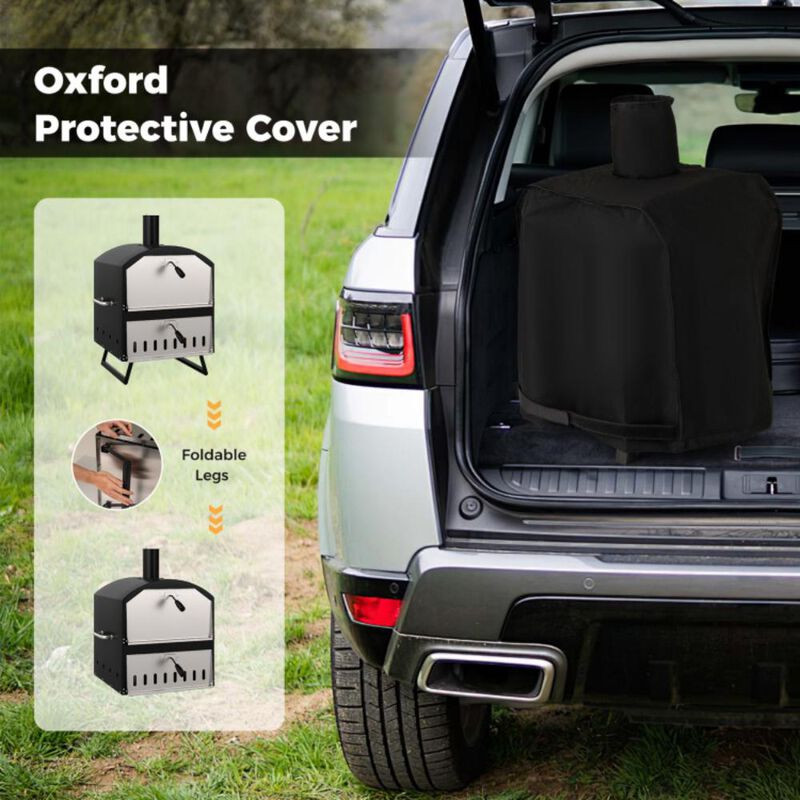 Hivvago Outdoor 2-Layer Wood Fired Pizza Oven with Square Stone