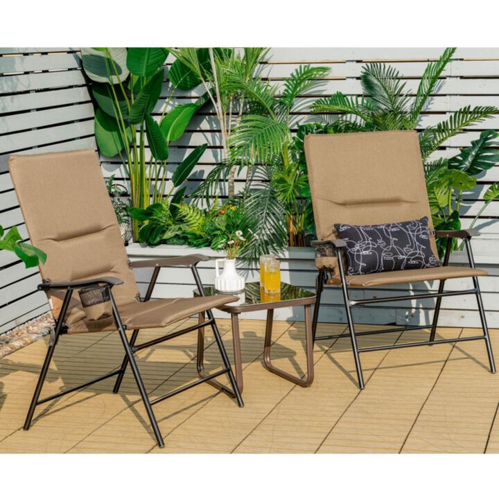 Hivvago 2 Pieces Patio Padded Folding Portable Chair Camping Dining Outdoor