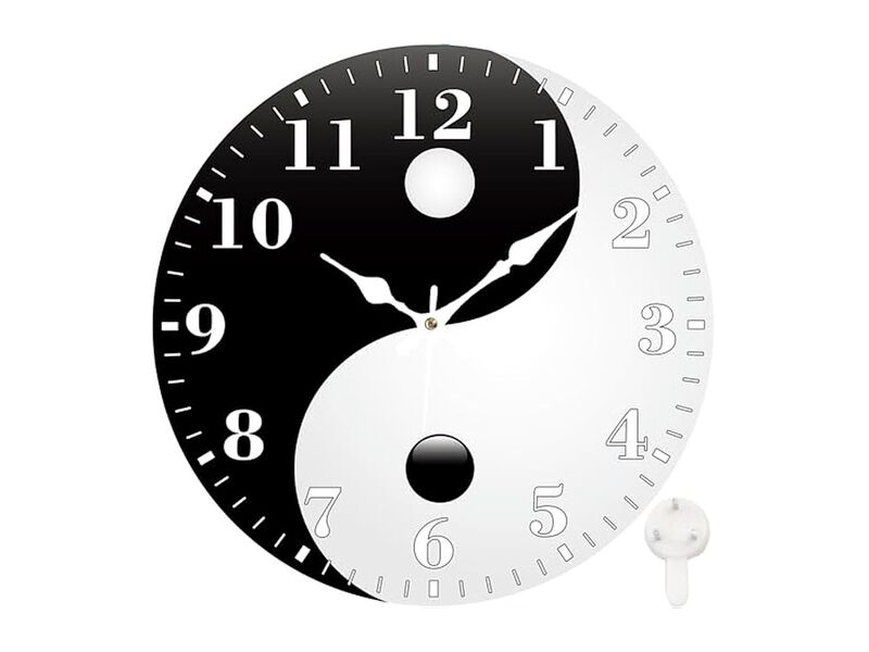 Yin Yang Taichi Display Wall Clock 12 Inch Silent Non Ticking Easy Read image number 0