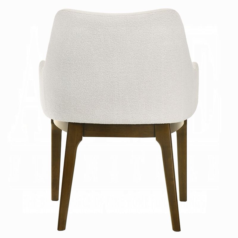 Pery Dining Side Chair Set of 2, White Chenille, Angled Oak Brown Legs image number 4